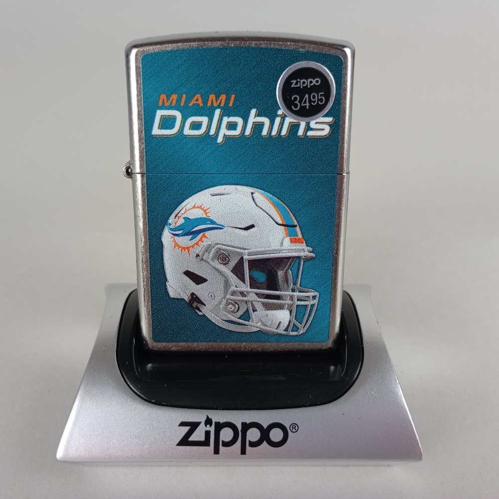 Brand New in Box Genuine Zippo NFL Lighter Miami Dolphins Football Helmet